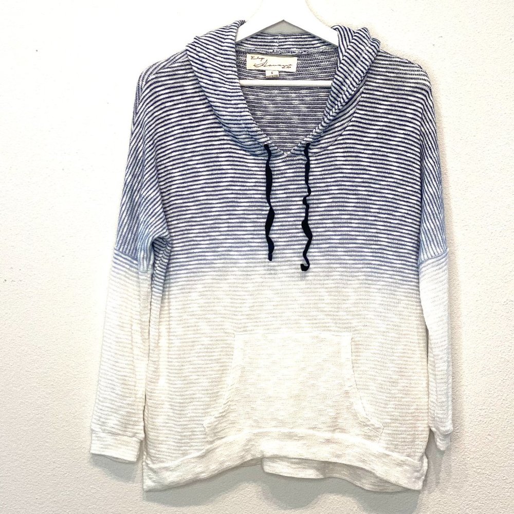Vintage Havana Striped Ombre Pullover with Kangaroo Pocket and Hood